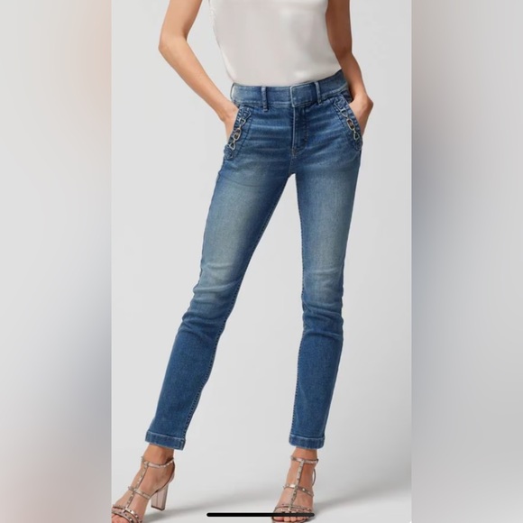White House Black Market High-Rise Everyday Soft Horsebit Slim Ankle Jeans Sz 4 - Picture 1 of 8